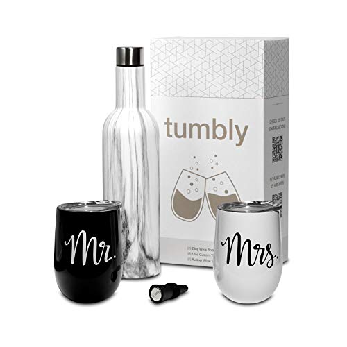LiqCool Mr & Mrs Est 2024 Tumbler, Mr and Mrs Gifts, Wedding Gfits,  Engagement Anniversary Christmas Gifts for Couples Bride Groom (20 Oz,  Black 