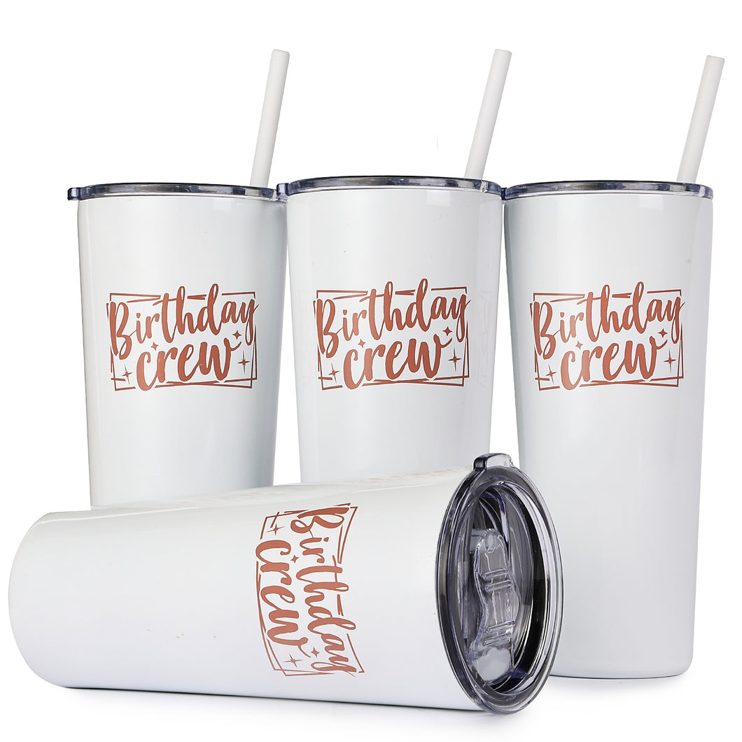 Tumbly - Birthday Crew Tumbler 4 Pack - 22oz - Birthday Squad Cups - Birthday Tumblers - Girls Trip Gifts - Birthday Cups for Women - Girls Weekend Gifts - Adult Party Favors - Party Crew Cups