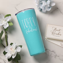Load image into Gallery viewer, 40 &amp; Fabulous Tumbler - Unique 40th Birthday Insulated Cup for Her - Mint Stainless Steel 40th Tumbler with Lid and Straw

