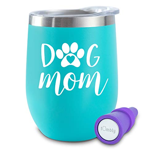Dog Mom Tumbler - 12 oz - Includes Wine Stopper- Dog Mom Gifts - Dog Lover Gifts for Women - Dog Gifts for Dog Lovers - Gifts for Dog Lovers