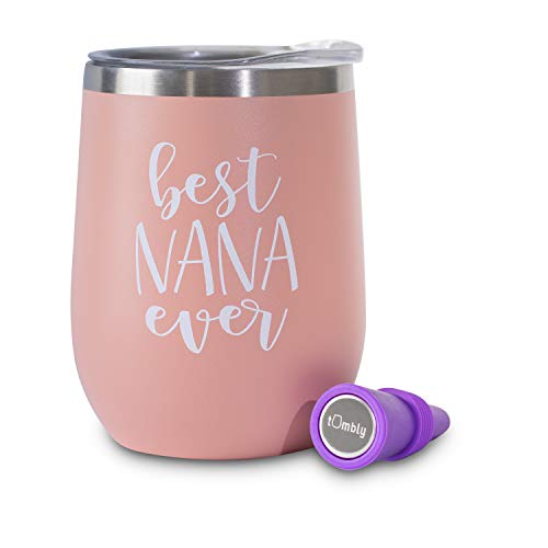 Best NANA Ever Tumbler - 12 oz Insulated Stainless Steel Tumbler with Lid - Includes Rubber Wine Stopper