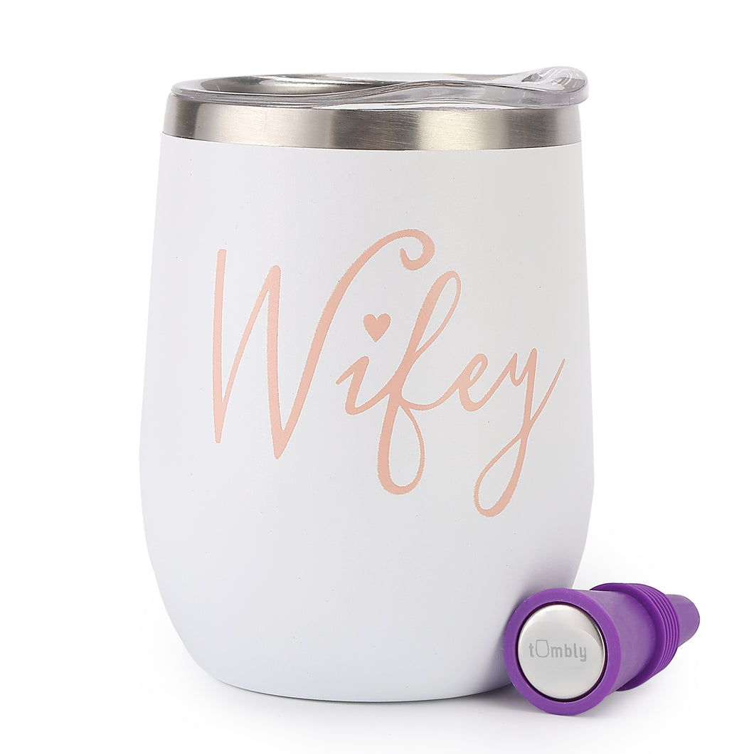 Wifey Tumbler - Wifey Gifts - Wifey Cup - Cool Bridal Shower Gifts - Bridal Shower Gifts for Bride to Be - Best Wife Wine Glass - Bride to be Gifts - Mrs Tumbler - Anniversary Gift for Wife